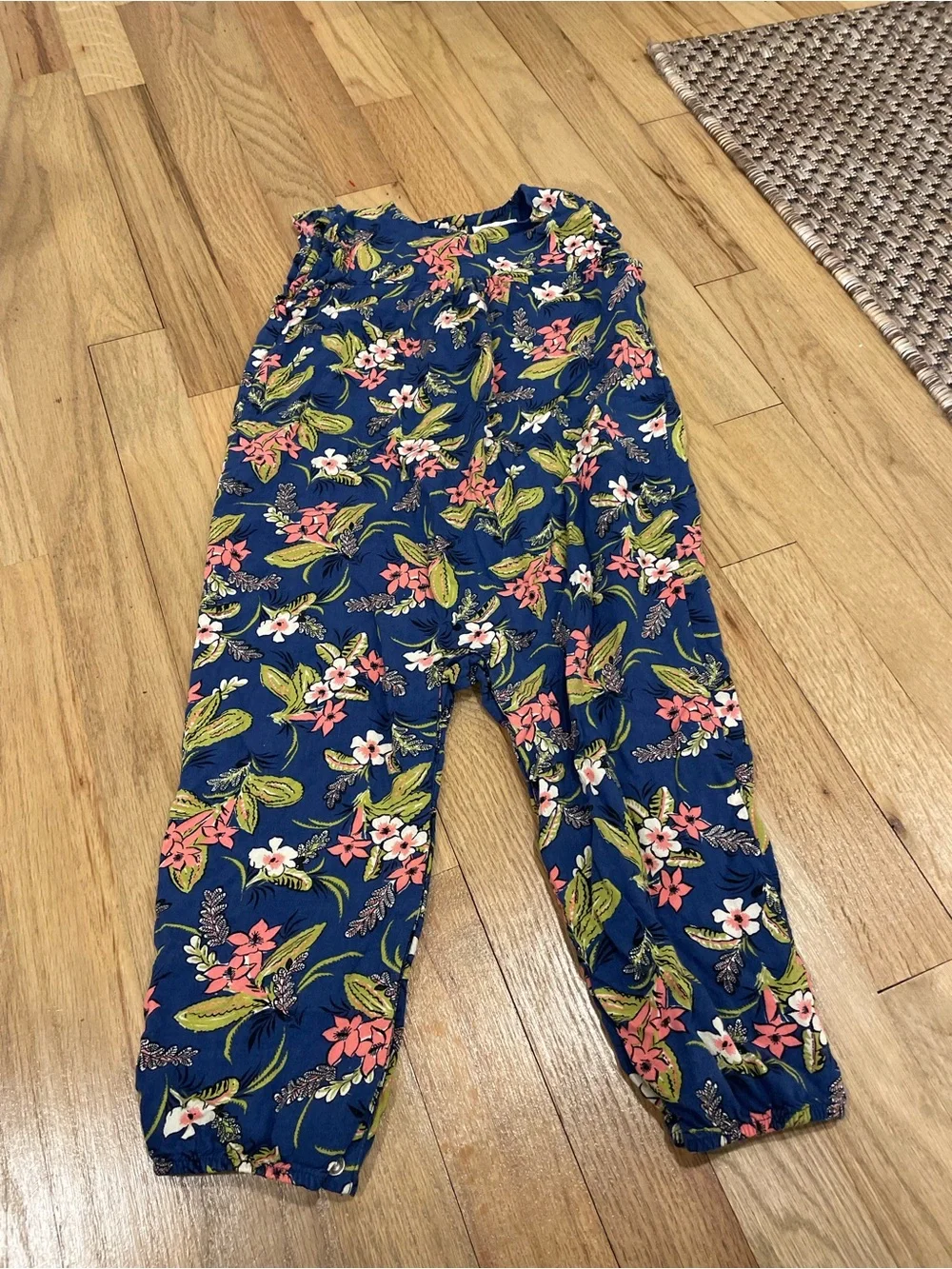 Ralph Lauren Navy Blue Floral Ruffled Romper